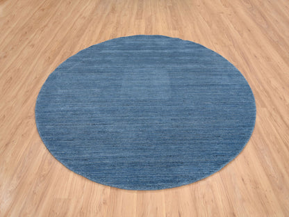 Blue 8'0" x 8'0" Modern and Contemporary Handloom Wool Rug - Sku: O064577