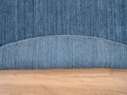 Blue 8'0" x 8'0" Modern and Contemporary Handloom Wool Rug - Sku: O064577