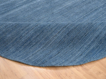 Blue 8'0" x 8'0" Modern and Contemporary Handloom Wool Rug - Sku: O064577