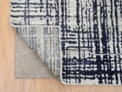 Black 10'0" x 13'9" Modern and Contemporary Handloom Wool/Silk Rug - Sku: O064595