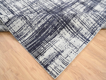 Modern / Contemporary hand-knotted wool/silk rug in Black, 10' x 13'9" — SKU O064595 (view 6)