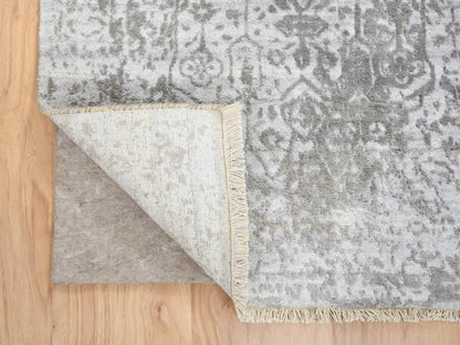 Transitional hand-knotted wool/silk runner in Gray, 2'6" x 8' — SKU O064600 (view 3)