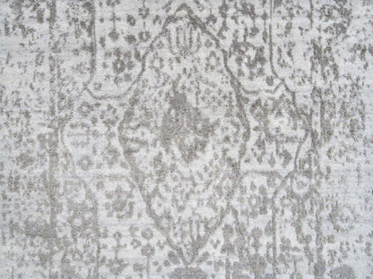 Transitional hand-knotted wool/silk runner in Gray, 2'6" x 8' — SKU O064600 (view 5)