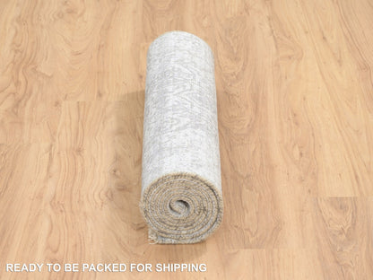 Transitional hand-knotted wool/silk runner in Gray, 2'6" x 7'10" — SKU O064603 (view 6)