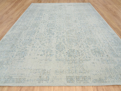 Blue 12'0" x 15'1" Transitional Handloom Wool/Silk Rug - Sku: O064604