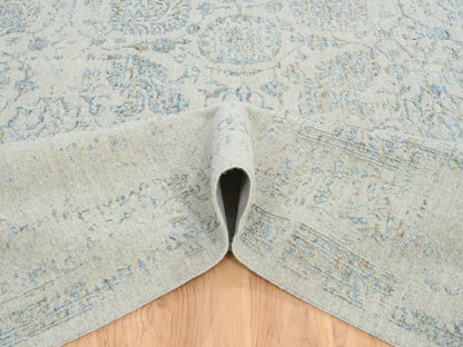 Blue 12'0" x 15'1" Transitional Handloom Wool/Silk Rug - Sku: O064604