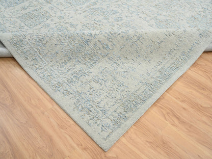 Blue 12'0" x 15'1" Transitional Handloom Wool/Silk Rug - Sku: O064604