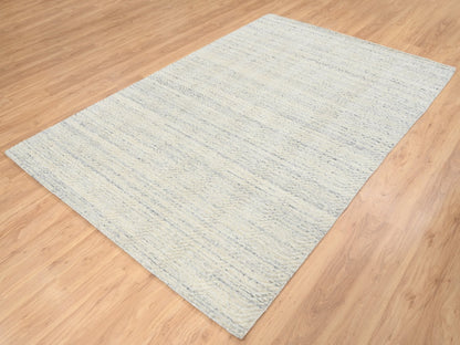 Beige 5'10" x 9'0" Modern and Contemporary Handloom Wool Rug - Sku: O064606