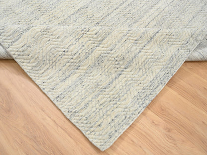 Beige 5'10" x 9'0" Modern and Contemporary Handloom Wool Rug - Sku: O064606