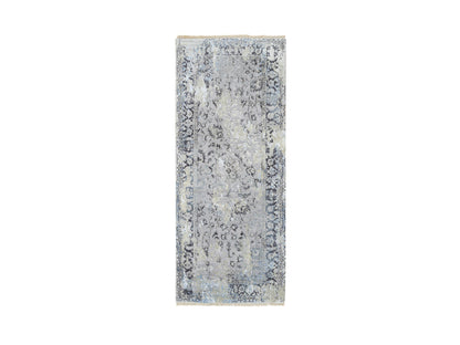 Kashan Transitional hand-knotted wool/silk runner in Gray, 2'6" x 6'1" — SKU O064609