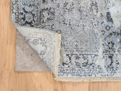 Kashan Transitional hand-knotted wool/silk runner in Gray, 2'6" x 6'1" — SKU O064609 (view 3)