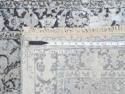 Grey 2'6" x 6'1" Transitional Hand knotted Wool/Silk Rug - Sku: O064609