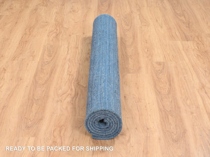 Blue 5'0" x 7'1" Modern and Contemporary Handloom Wool Rug - Sku: O064616
