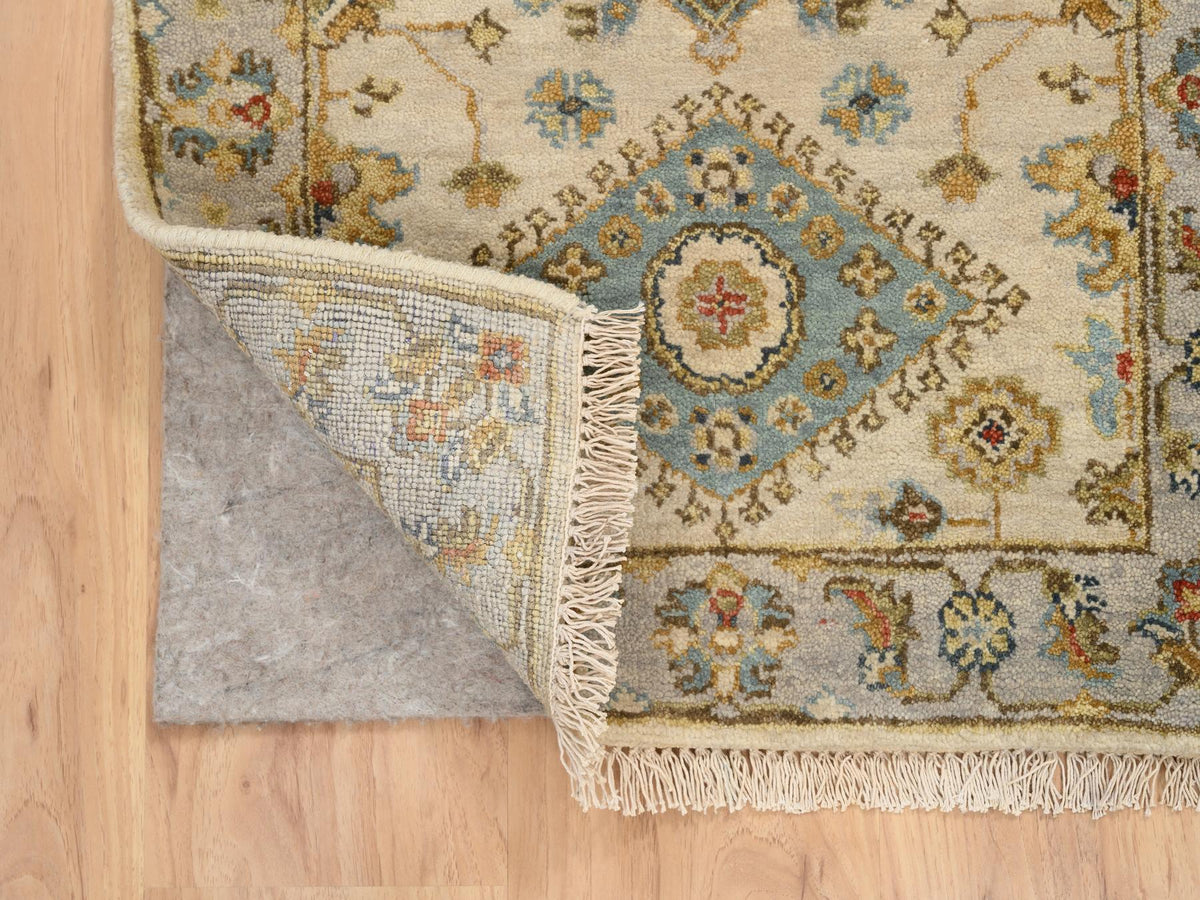 Tribal Heriz hand-knotted wool rug in Ivory & Light Gray, 2'1" x 3' — SKU O064637 (view 3)