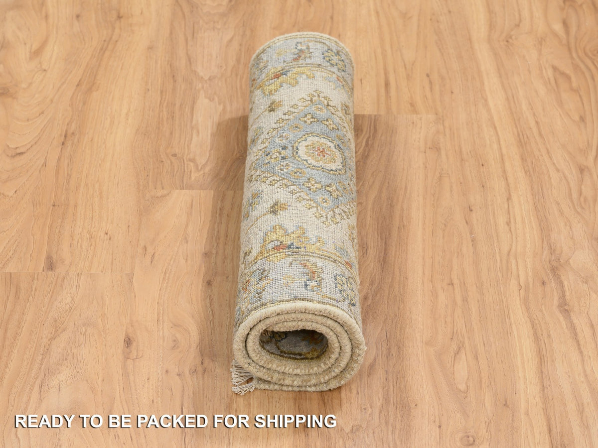 Tribal Heriz hand-knotted wool rug in Ivory & Light Gray, 2'1" x 3' — SKU O064637 (view 6)