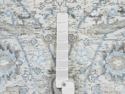Transitional hand-knotted wool/silk runner in Ivory, 2'6" x 18'1" — SKU O064652 (view 4)