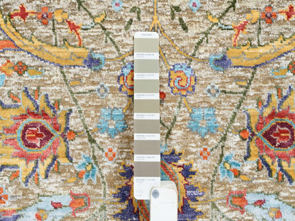 Transitional hand-knotted wool/silk runner in Ivory, 2'7" x 12'4" — SKU O064653 (view 4)