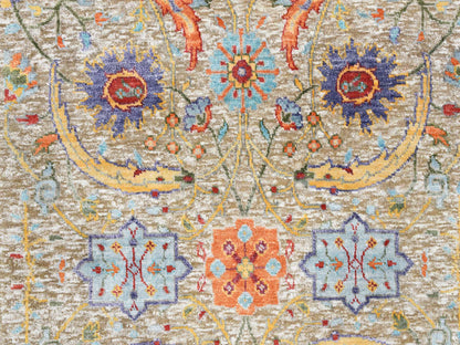 Transitional hand-knotted wool/silk runner in Ivory, 2'7" x 12'4" — SKU O064653 (view 5)
