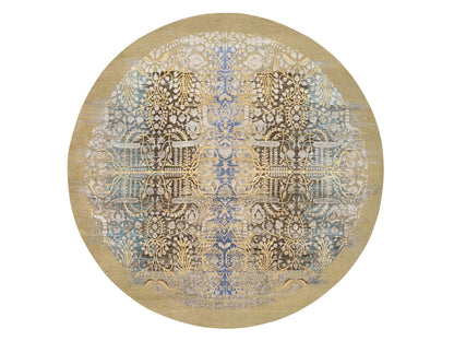 Brown 10'0" x 10'0" Transitional Hand knotted Wool/Silk Rug - Sku: O064661