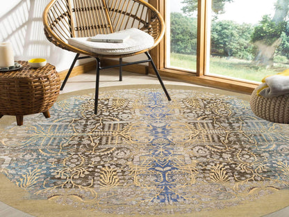 Brown 10'0" x 10'0" Transitional Hand knotted Wool/Silk Rug - Sku: O064661