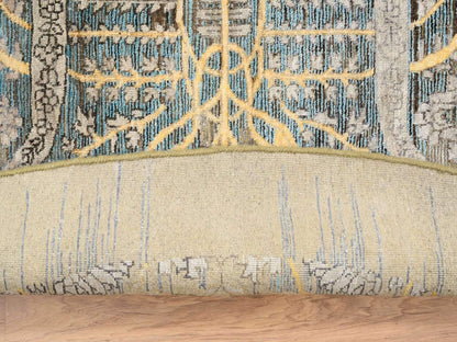 Brown 10'0" x 10'0" Transitional Hand knotted Wool/Silk Rug - Sku: O064661