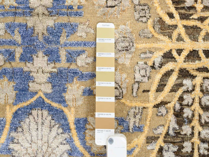 Brown 10'0" x 10'0" Transitional Hand knotted Wool/Silk Rug - Sku: O064661
