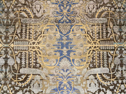 Brown 10'0" x 10'0" Transitional Hand knotted Wool/Silk Rug - Sku: O064661