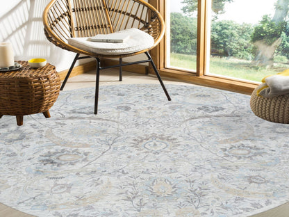 Transitional hand-knotted wool/silk rug in Ivory, 9'9" x 9'9" — SKU O064662 (view 2)