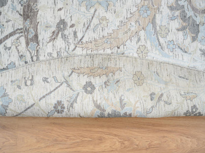 Transitional hand-knotted wool/silk rug in Ivory, 9'9" x 9'9" — SKU O064662 (view 5)