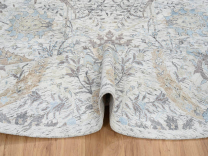 Transitional hand-knotted wool/silk rug in Ivory, 9'9" x 9'9" — SKU O064662 (view 6)