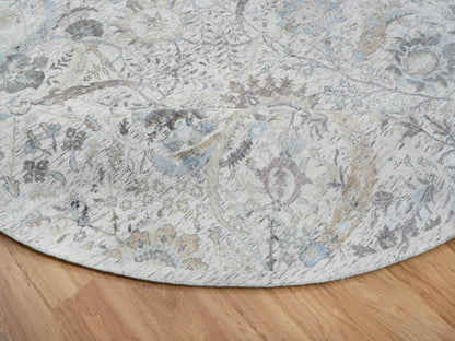Transitional hand-knotted wool/silk rug in Ivory, 9'9" x 9'9" — SKU O064662 (view 7)