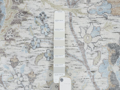 Ivory 9'9" x 9'9" Transitional Hand knotted Wool/Silk Rug - Sku: O064662