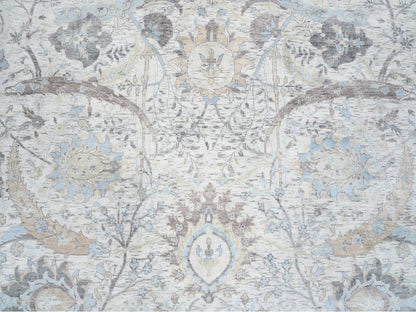 Transitional hand-knotted wool/silk rug in Ivory, 9'9" x 9'9" — SKU O064662 (view 9)