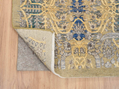 Brown 2'6" x 18'0" Transitional Hand knotted Wool/Silk Rug - Sku: O064677