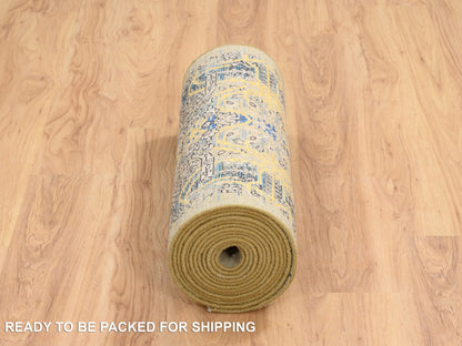 Brown 2'6" x 18'0" Transitional Hand knotted Wool/Silk Rug - Sku: O064677