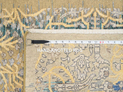 Sarouk Transitional hand-knotted wool/silk runner in Brown, 2'6" x 18' — SKU O064677 (view 8)