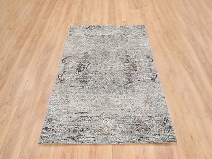 Brown 4'1" x 6'0" Transitional Hand knotted Wool/Silk Rug - Sku: O064679