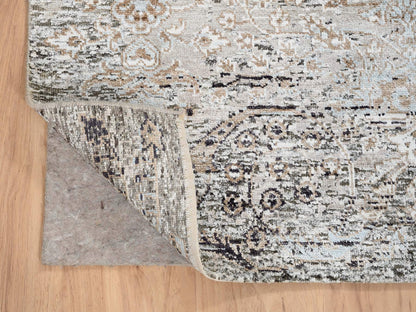 Brown 4'1" x 6'0" Transitional Hand knotted Wool/Silk Rug - Sku: O064679