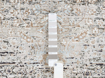 Brown 4'1" x 6'0" Transitional Hand knotted Wool/Silk Rug - Sku: O064679