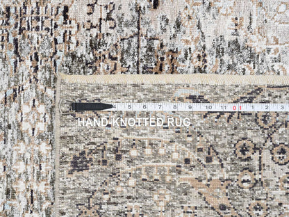 Brown 4'1" x 6'0" Transitional Hand knotted Wool/Silk Rug - Sku: O064679