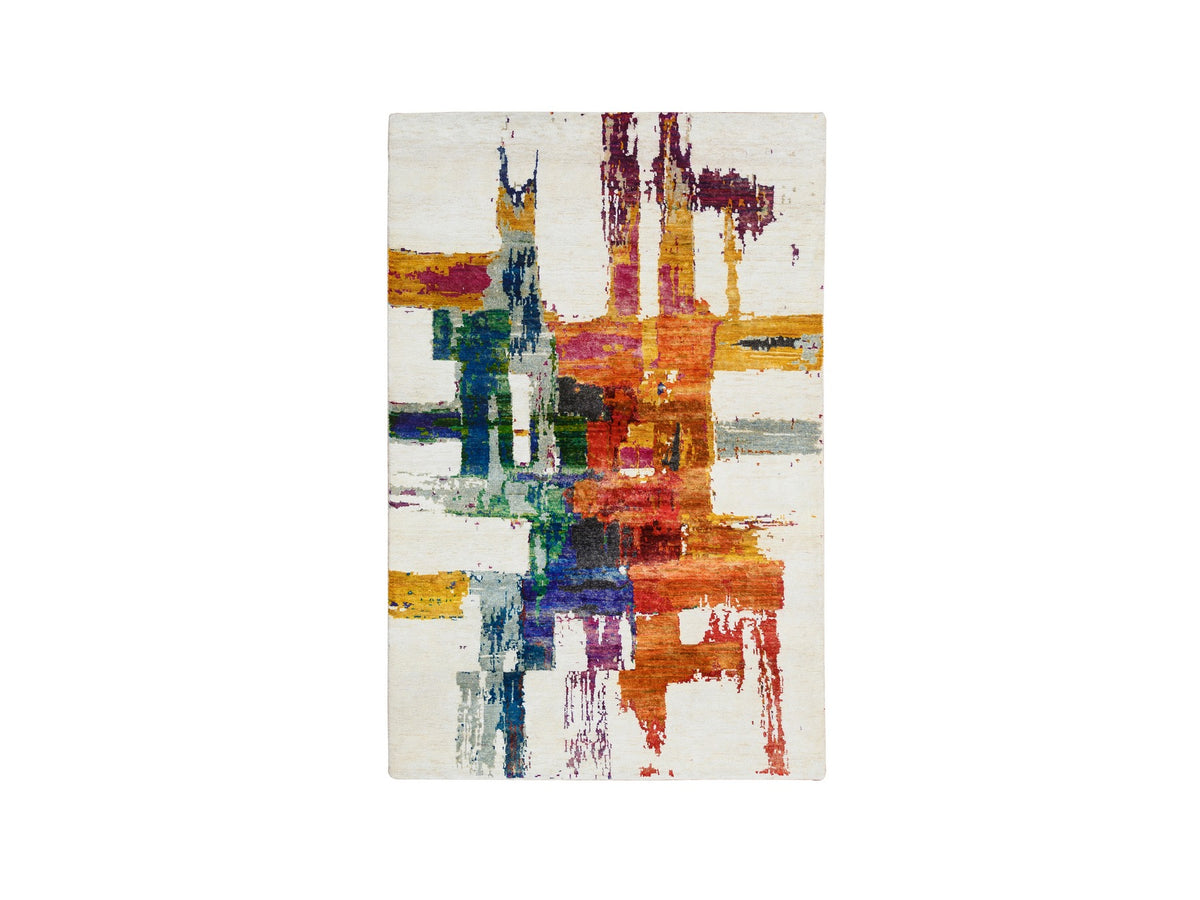 Modern / Contemporary hand-knotted wool/silk rug in Multicolored, 3' x 5' — SKU O064680