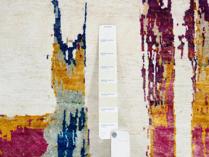Modern / Contemporary hand-knotted wool/silk rug in Multicolored, 3' x 5' — SKU O064680 (view 4)