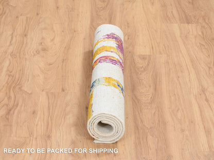 Modern / Contemporary hand-knotted wool/silk rug in Multicolored, 3' x 5' — SKU O064680 (view 6)