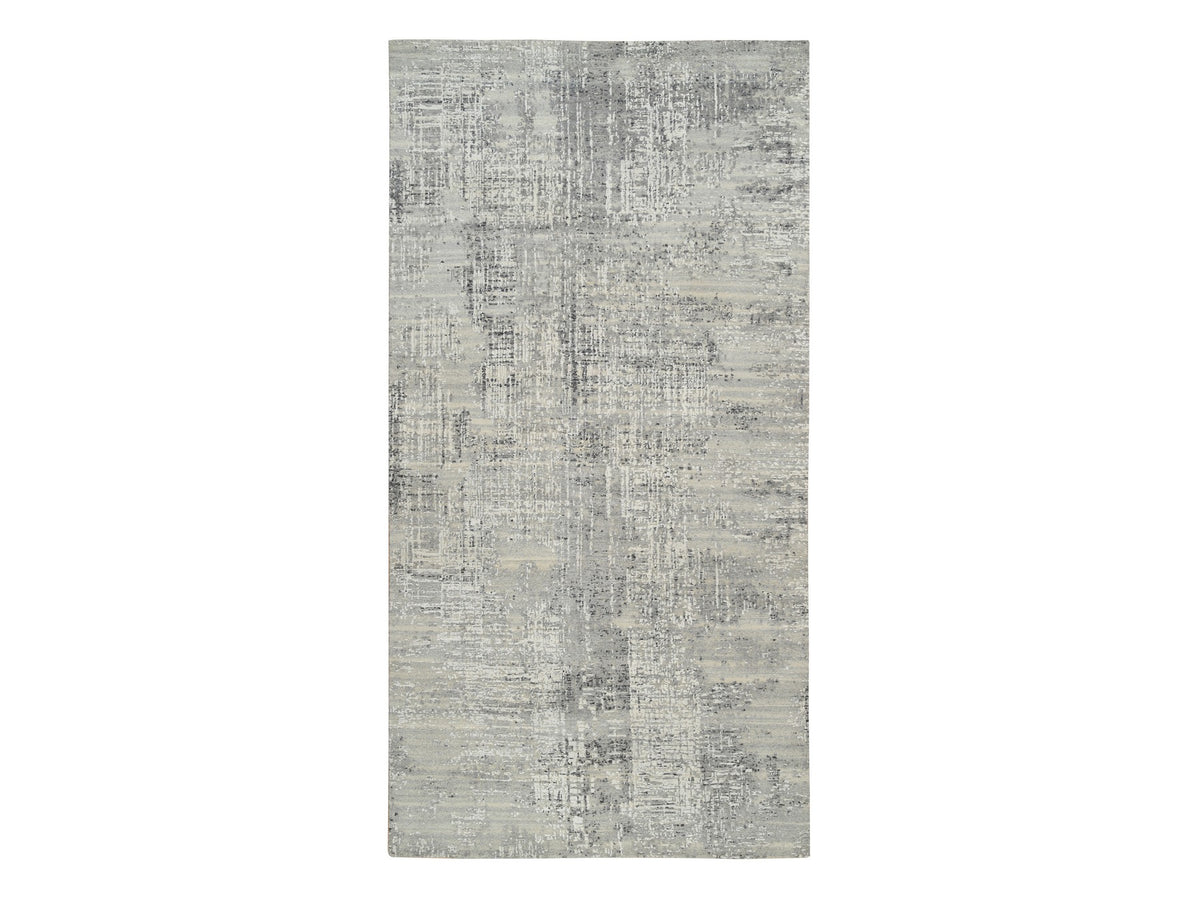 Modern / Contemporary hand-knotted wool runner in Gray, 6' x 11'10" — SKU O064688
