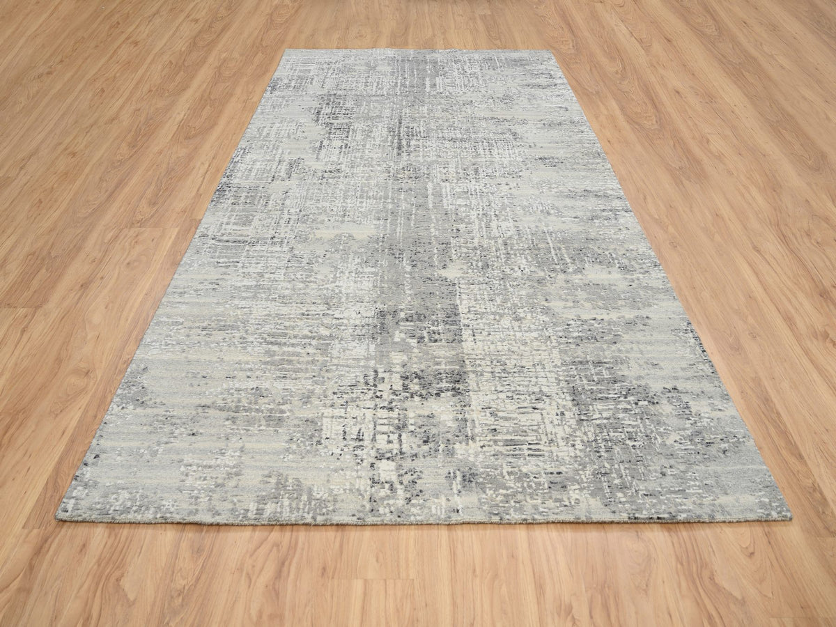 Modern / Contemporary hand-knotted wool runner in Gray, 6' x 11'10" — SKU O064688 (view 2)