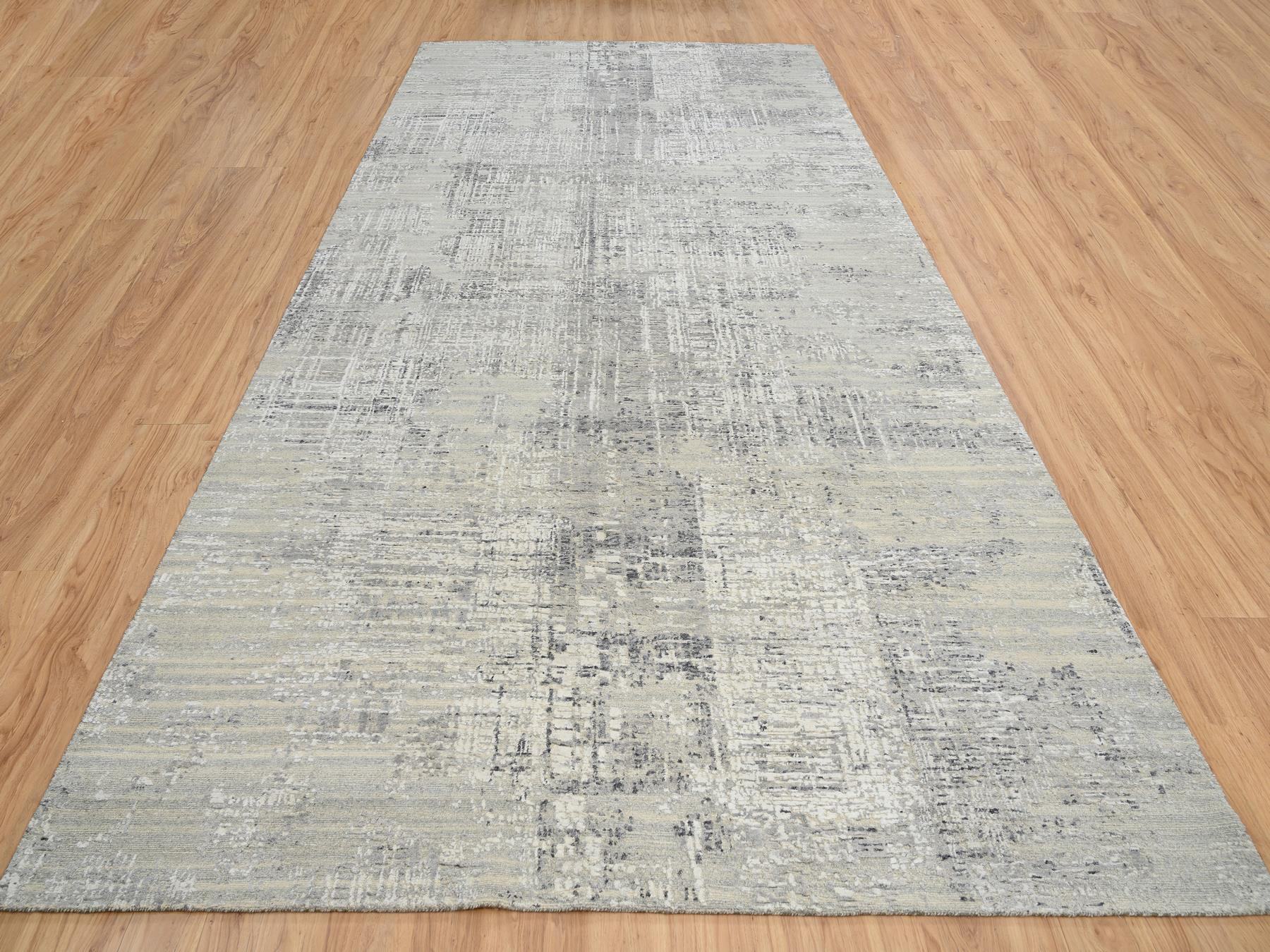 Modern / Contemporary hand-knotted wool runner in Gray, 8'1" x 16' — SKU O064689 (view 2)