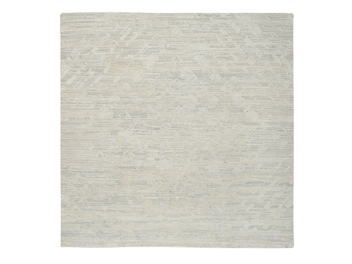 Modern / Contemporary hand-knotted wool rug in Gray, 8'1" x 8'1" — SKU O064690