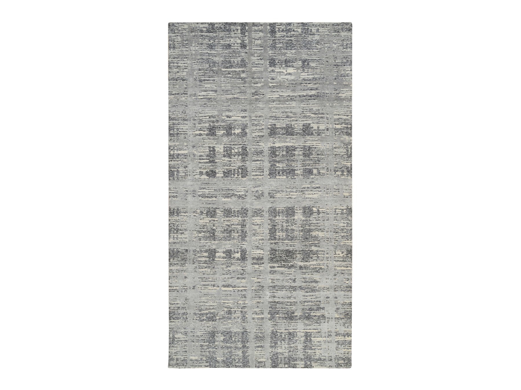 Modern / Contemporary hand-knotted wool runner in Gray, 6'2" x 12' — SKU O064691