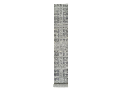 Modern / Contemporary hand-knotted wool runner in Gray, 2'6" x 22' — SKU O064695