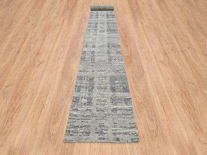 Modern / Contemporary hand-knotted wool runner in Gray, 2'6" x 22' — SKU O064695 (view 2)